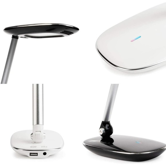 Jet Black Pebble Dimmable Led Desk Lamp with USB Charging Port, TOUCH CONTROL - Picture 2 of 5